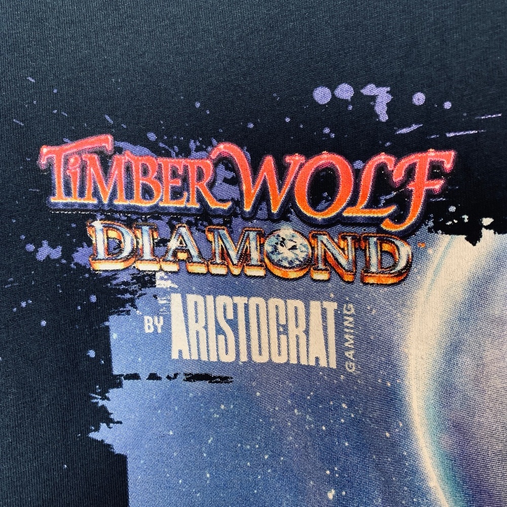 Timber Wolf Diamond Aristocrat Gaming Graphic Tee Shirt XL Blue Slots Casino - Picture 4 of 16